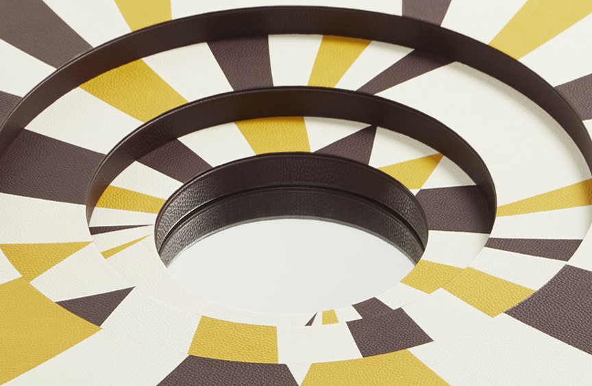 Miroir 3D marqueterie de cuir design Florence Bourel pour Hermès Petit h