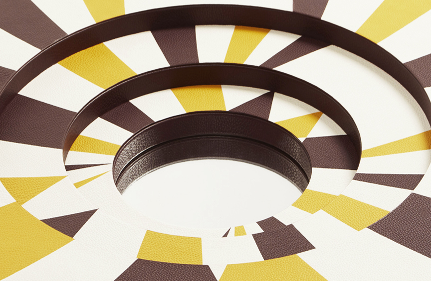 Miroir 3D marqueterie de cuir design Florence Bourel pour Hermès Petit h