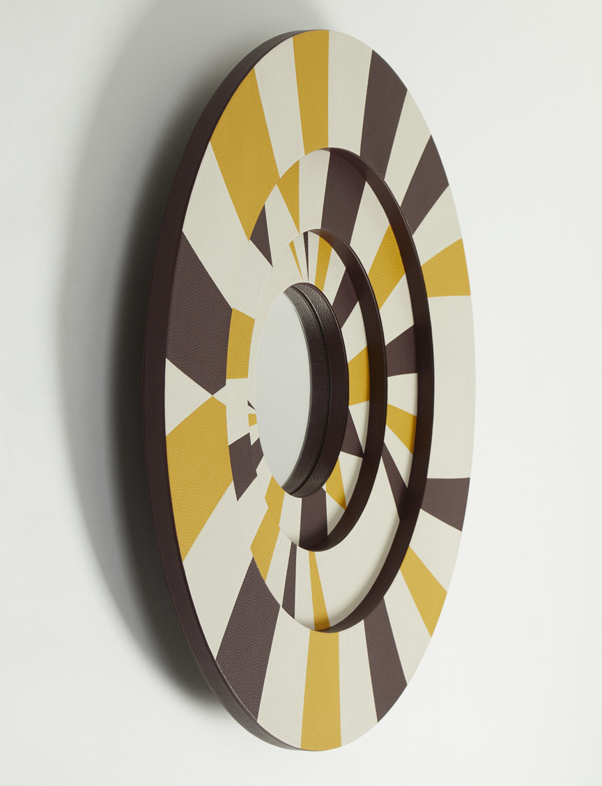Miroir 3D marqueterie de cuir design Florence Bourel pour Hermès Petit h